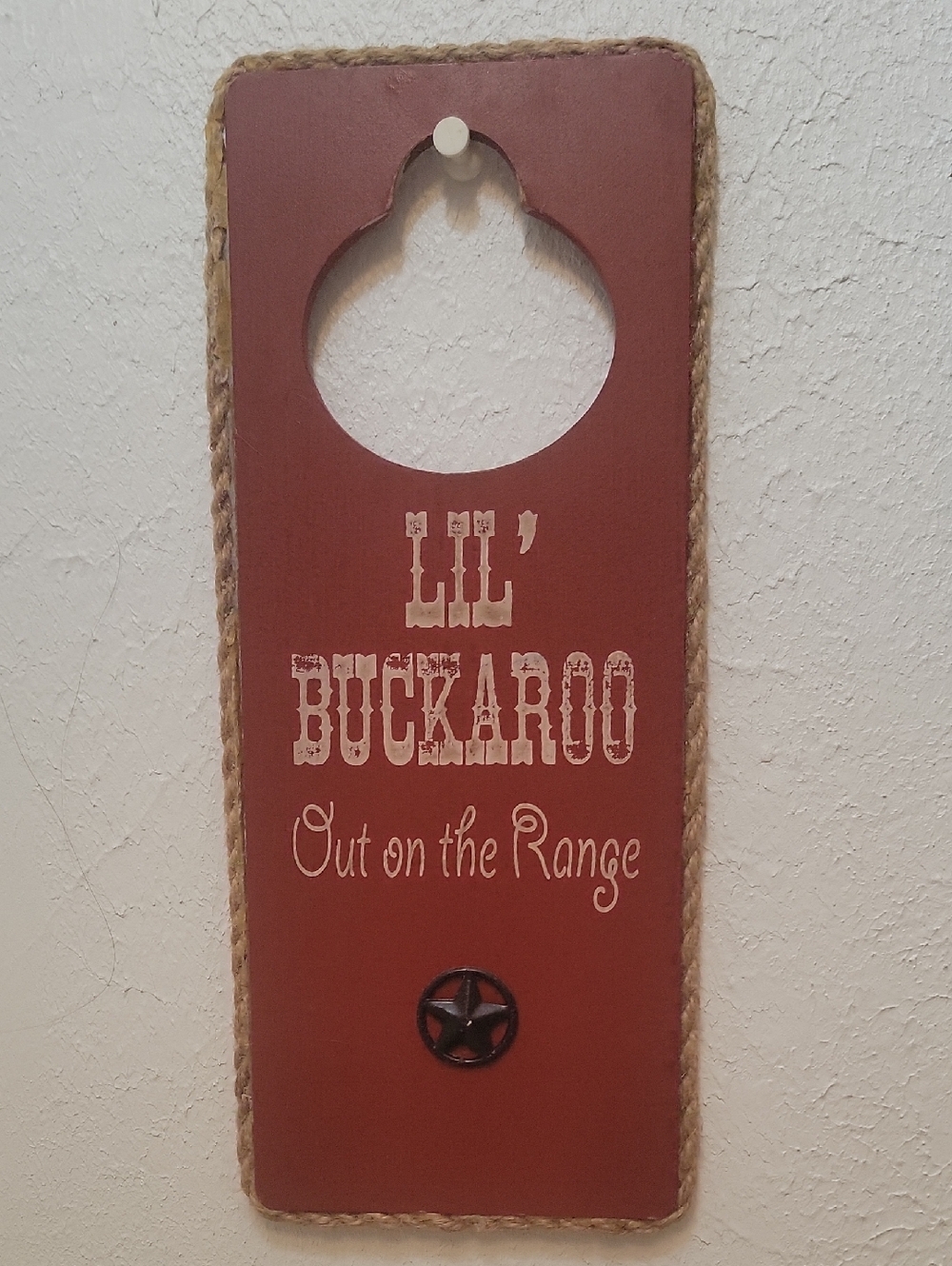 Lil' Buckaroo Rustic Red Wood Door Hanger